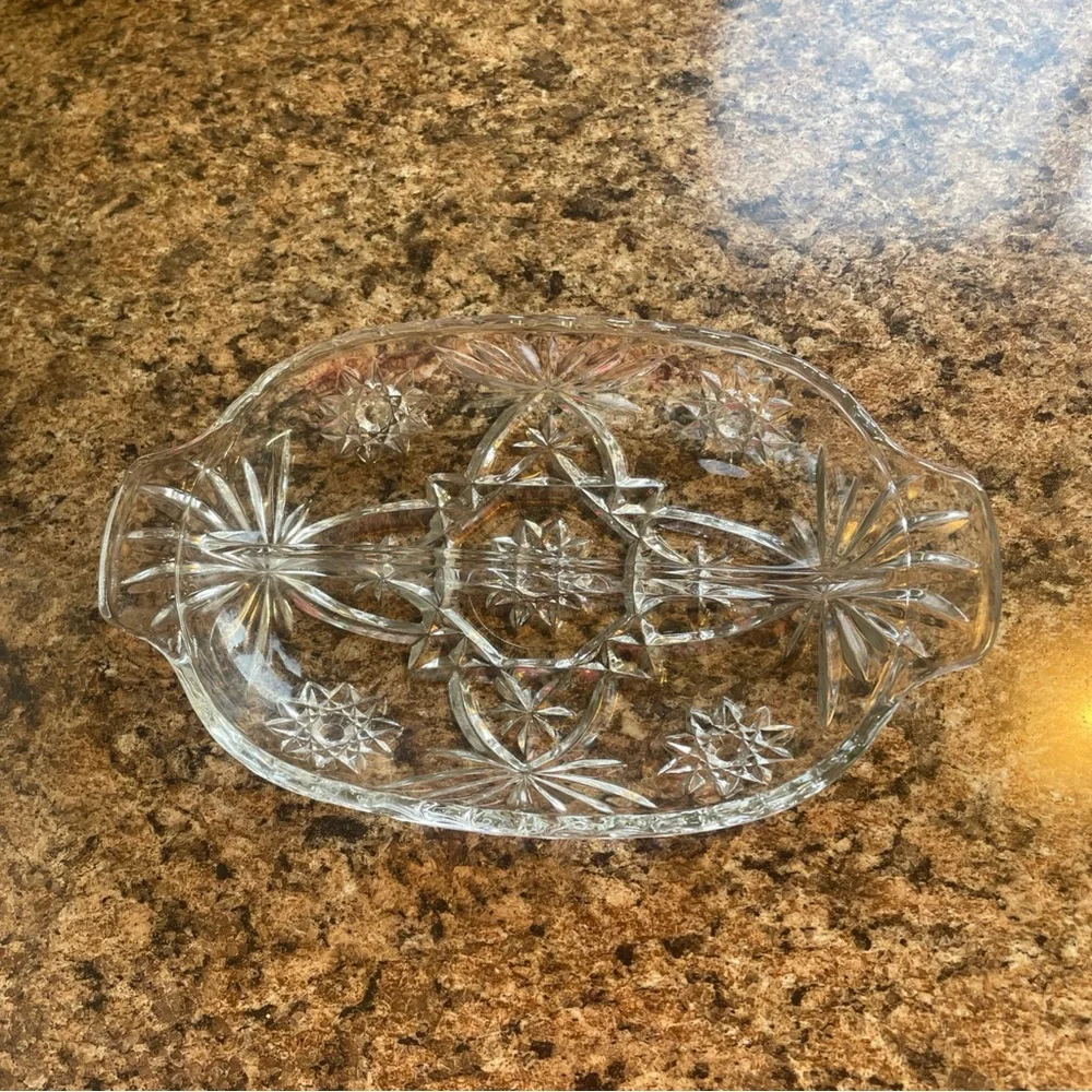 Vintage Anchor Hocking Glass Divided Relish Dish Tray